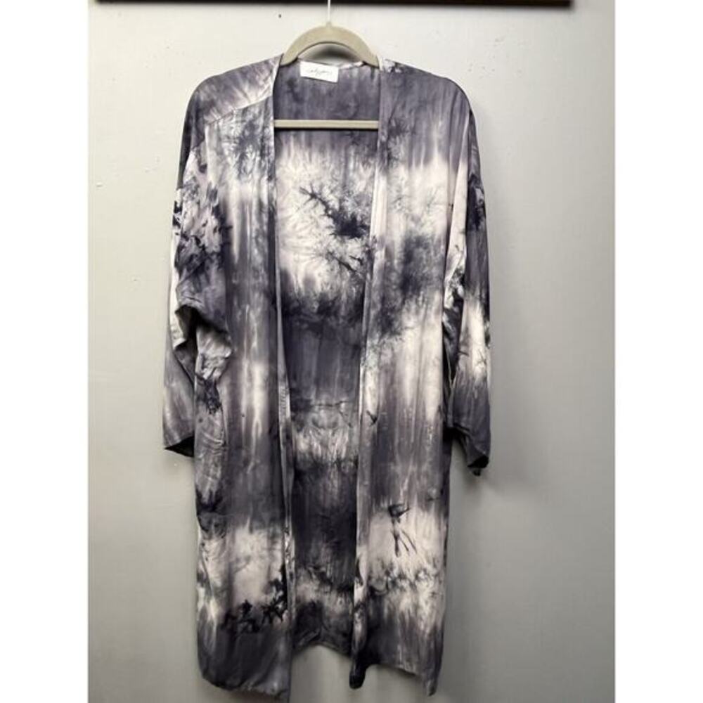 Carly Jean Los Angeles Tie Dye Kimono Womens Small Gray Festival